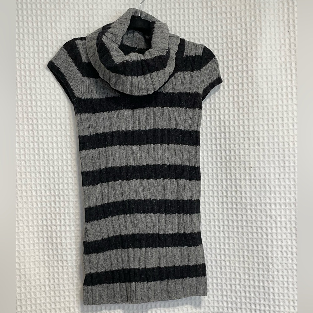 Express Womens Size Small Sweater dress black and gray Stripes Cowl Neck.